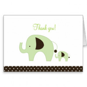 Dottie Green Elephant Folded Thank you notes Cards