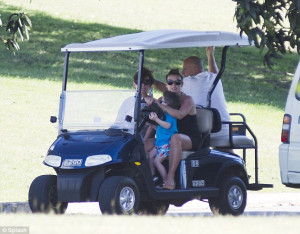 Drives Golf Cart She...