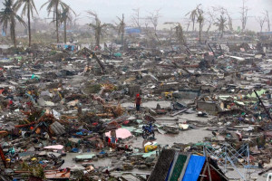 view of the catastrophic destruction in Tacloban, a city of 220,000 ...