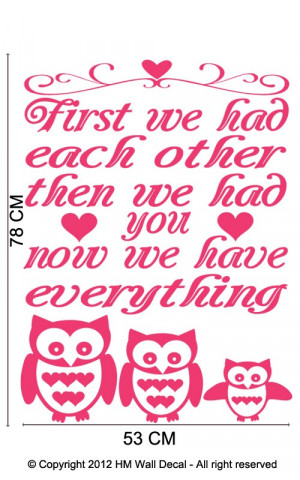 ... OWL FAMILY & Quote Nursery Wall Decal, kids room wall art sticker