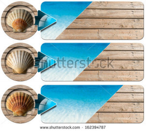 wooden floor with summer sand, seashell and blue arrow - stock photo ...