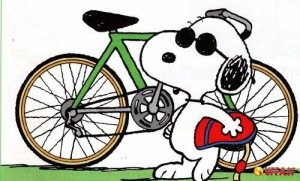 Anche Snoopy consiglia: usate la bicicletta! - Vignetta divertente