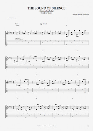 The Sound of Silence - Simon & Garfunkel tablature