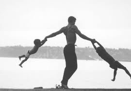 Dancer Jacques D'Amboise playing with his sons, Seattle, Washington ...