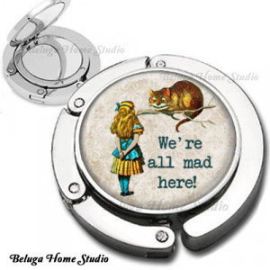Quotes Alice In Wonderland Alice and Cheshire Cat Purse Hook Bag ...