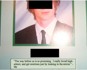 ... yearbook photo with the quote “So I can write anything here and it