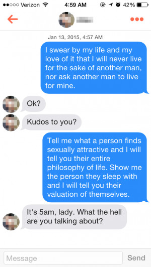 ... What Happens When You Reply To Tinder Guys With Ayn Rand Quotes