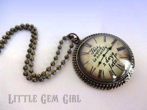 Alice in Wonderland Necklace White Rabbit Quote Clock Necklace ...