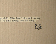 Solitary Thing FLAT Handmad e Literary Card / Vintage Novel Book ...