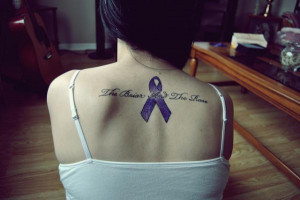blue ribbon and lettering memorial tattoo in memory of grandmother who ...