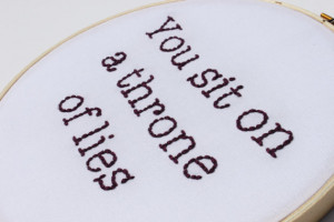 Elf Quote - You Sit On A Throne Of Lies - Embroidery Wall Art - Hand ...