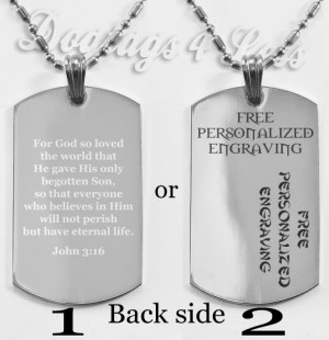 John 3:16 Bible Quote ★ Custom Luxury Dog Tag Necklace ★