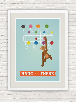... , nursery art, kids room decor, Motivational quote - Hang in there A3
