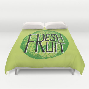 Kiwi fresh fruit illustration quotes Duvet Cover