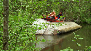 Stencil Funny Canoe River...