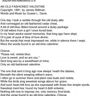 Old Time Song Lyrics for 50 An Old Fashioned Valentine