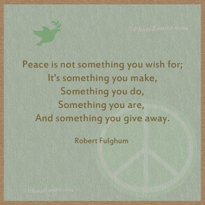 Peace is not something you wish for; It's something you make ...