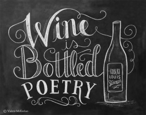 for Wine Lover - Wine is Bottled Poetry - Wine Art Print - Chalkboard ...