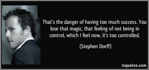 That's the danger of having too much success. You lose that magic ...