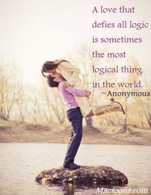 Valentines Day Quotes: Happy Young Couple Outdoor With Love Quote