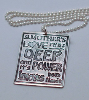 Silver Jewelry A Mother's Love Runs Deep Silver Quote pendant on a ...