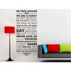 words wall sticker - cheap wall decal - House Rules quote wall sticker