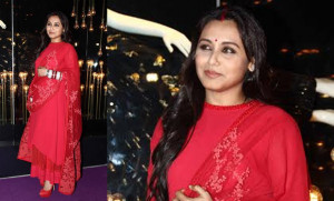 She looked gorgeous in a red Sabyasachi creation. She stuck to her ...