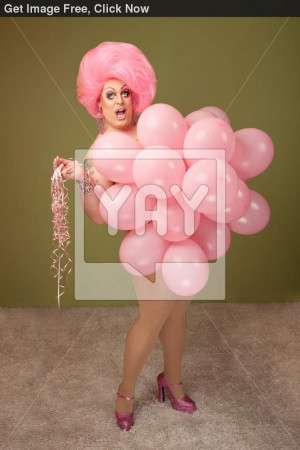 Funny Drag Queen in Pink Balloons