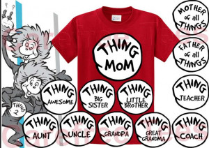 thing 1 and thing 2 3 4 5 costumes | Dr Seuss Thing Mom Dad Custom 1 2 ...