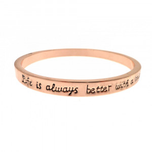 ... Rose Gold Quote Bangle 'Life Is Always Better With A Smile