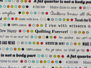 Quilters and Seamstress Quotes Fabric / Bobbins & Bits 43025-11 Fresh ...