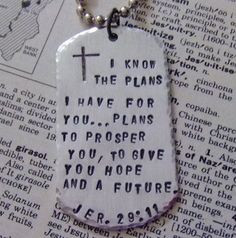 Handstamped Scripture Necklace - Jeremiah 29:11 - Bible Quote Jewelry
