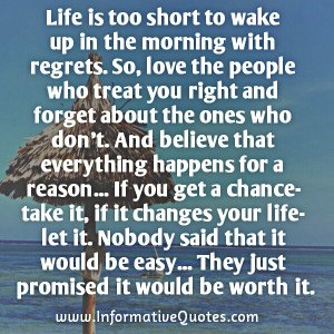 Don’t wake up in the morning with regrets