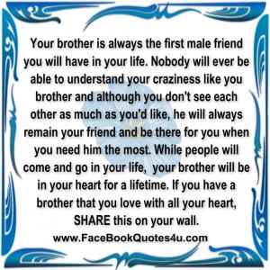 Your brother is always the first male friend you will have in your ...