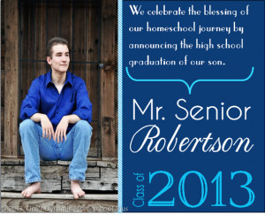 Front Side of Mr Senior 2013 Homeschool Graduation Invitation | Tina's ...