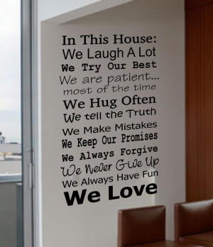IN THIS HOUSE FAMILY WE DO LOVE FUN REAL V4 Quote Vinyl Wall Decal ...