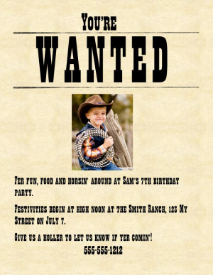 Make Your Own Wanted Poster Invitations
