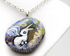 White Rabbit Jewelry, Angel Bunny N ecklace, Pet Loss Pendant, Pet ...