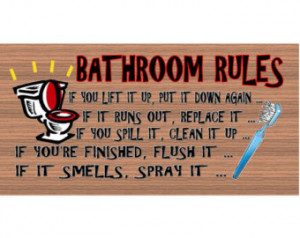 Bathroom Rules plaque GS019 Bathroom Rules on Wood plaque with Toilet ...