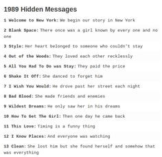 THE HIDDEN MESSAGES TO 1989 TELL A STORY THIS IS GENIUS