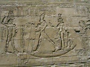 painted relief of horus in the temple of horus in edfu 506k
