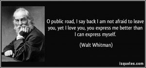 ... you, you express me better than I can express myself. - Walt Whitman