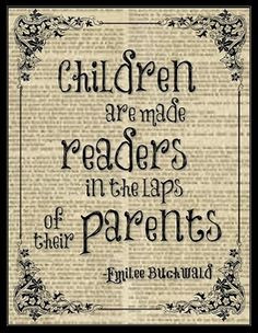 ... are made readers in the laps of their parents poster and bookmarks