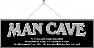 Black Man Cave House Rules Sign with Silver Font