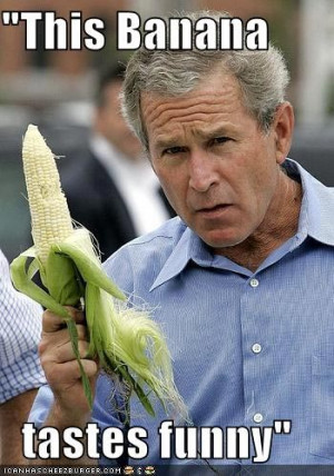 This banana tastes funny” – George Bush (holding a cob of corn)