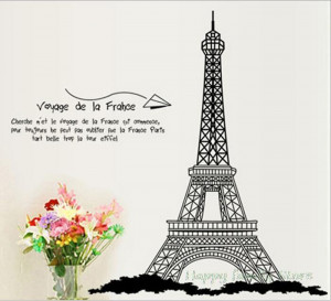 Paris Art Eiffel Tower Removable Wall Stickers Decals Quote Home Decor ...