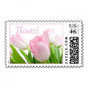 Pink Tulips Thank You Postage Stamps by theflowershop