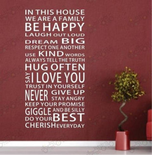 House rules WALL QUOTE DECAL for your home or business , apply area H ...