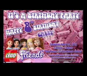 LEGO Friends Birthday Party Invitations