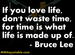 ... life don t waste time for time is what life is made up of bruce lee
